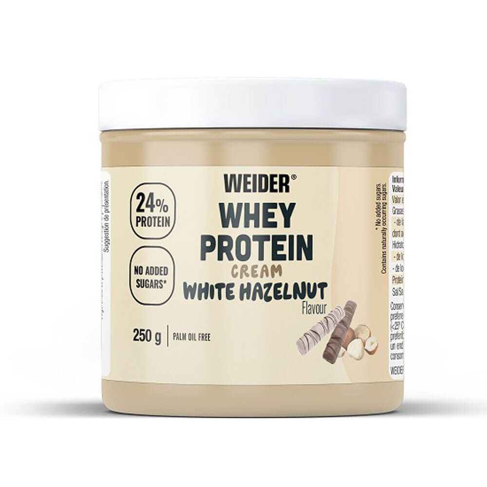 Whey Protein Cream bote de 250g hecho por Weider suplemento de cremas de chocolate bajas en calorias