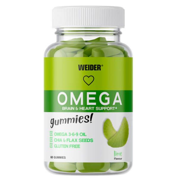 Omega presentación de 50 gominolas en la sección de Omega 3 de la marca Weider