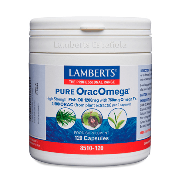 Pure OracOmega presentación de 120 cápsulas de la marca Lamberts de la sección omega 3