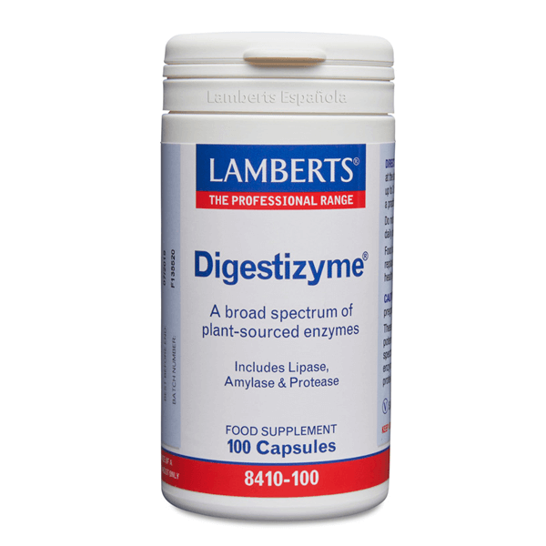 Digestizyme presentación de 100 cápsulas de la marca Lamberts en la sección de digestivos