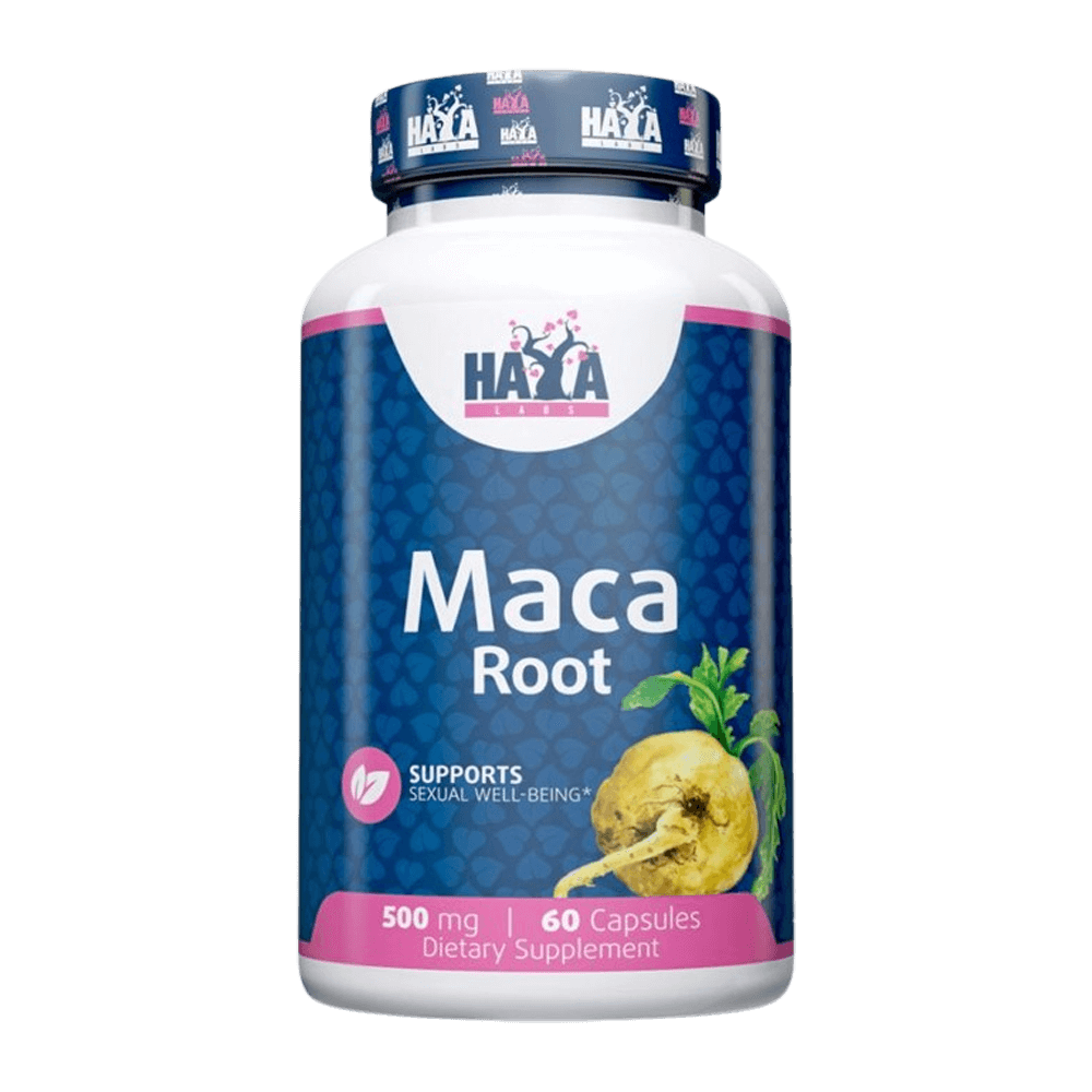 Maca 500mg presentación de 60 cápsulas vegetales hecho por Haya Labs - vigorizantes