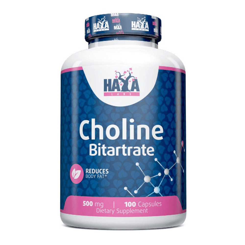 Bitartrato de Colina 500mg bote de 100 cápsulas suplemento de la sección protectores hepáticos hecho por Haya Labs