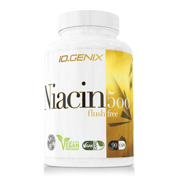 Niacin 500 presentación de 90 cápsulas de IO.Genix suplemento de otros aminoácidos