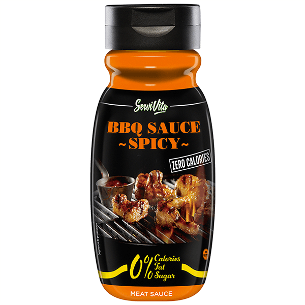 Salsa Barbacoa Picante 0% envase de 305ml de la marca Servivita (Colágeno)