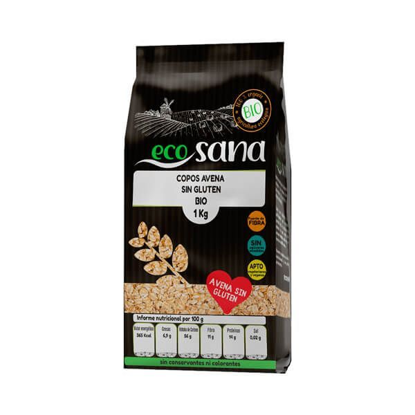 Copos de Avena Gruesos Integrales Sin Gluten Bio de 1kg en la categoría Copos y salvado de avena hecho por EcoSana