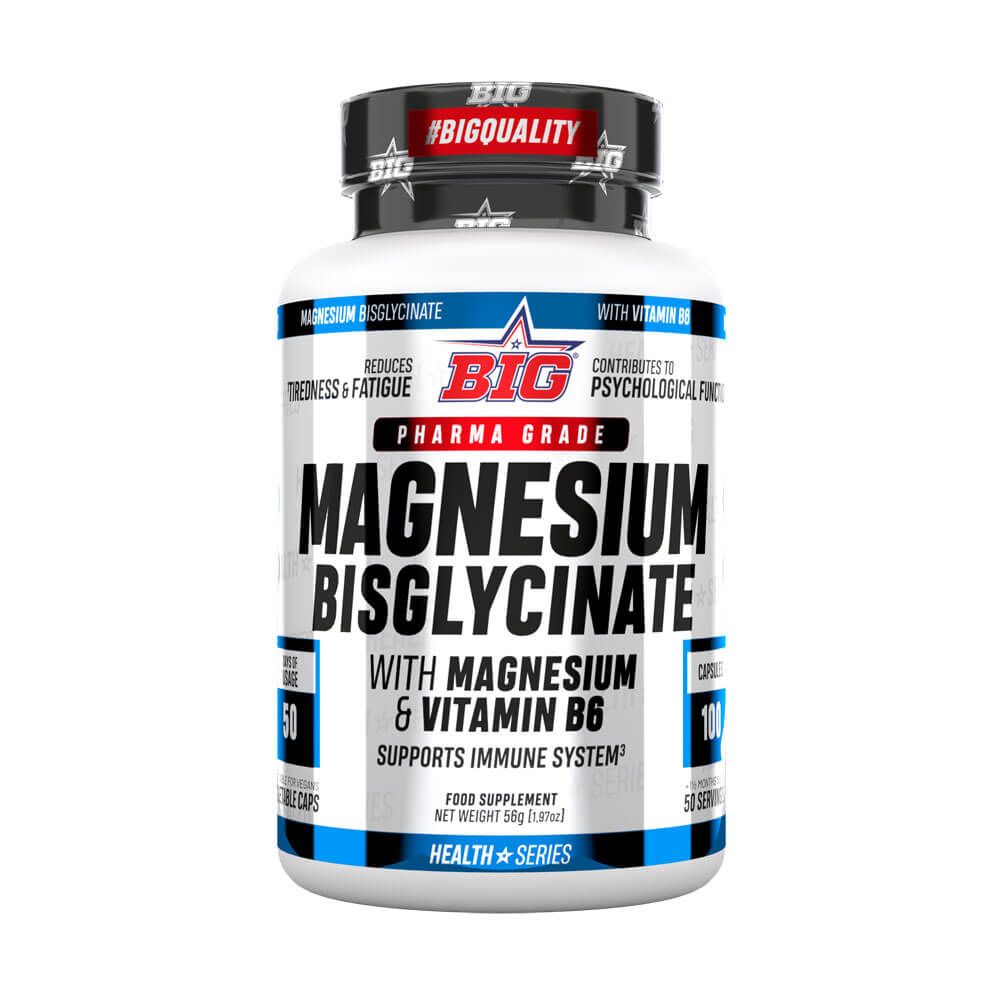 Bisglicinato de Magnesio presentación de 100 cápsulas hecho por BIG