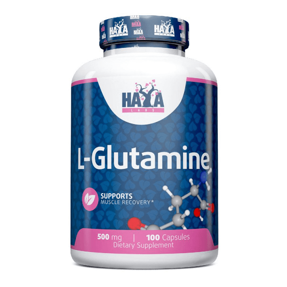 L-Glutamina 500mg de 100 cápsulas hecho por Haya Labs