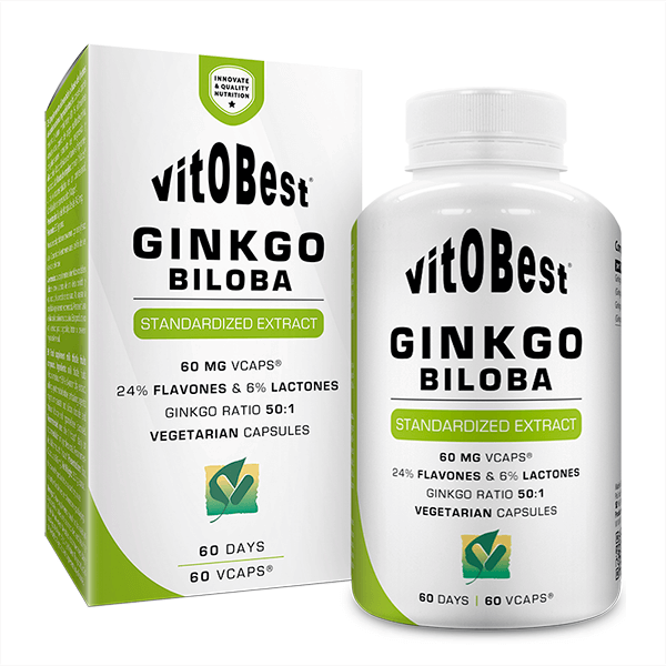 Ginkgo Biloba envase de 60 cápsulas de la marca VitoBest (Mejora General)