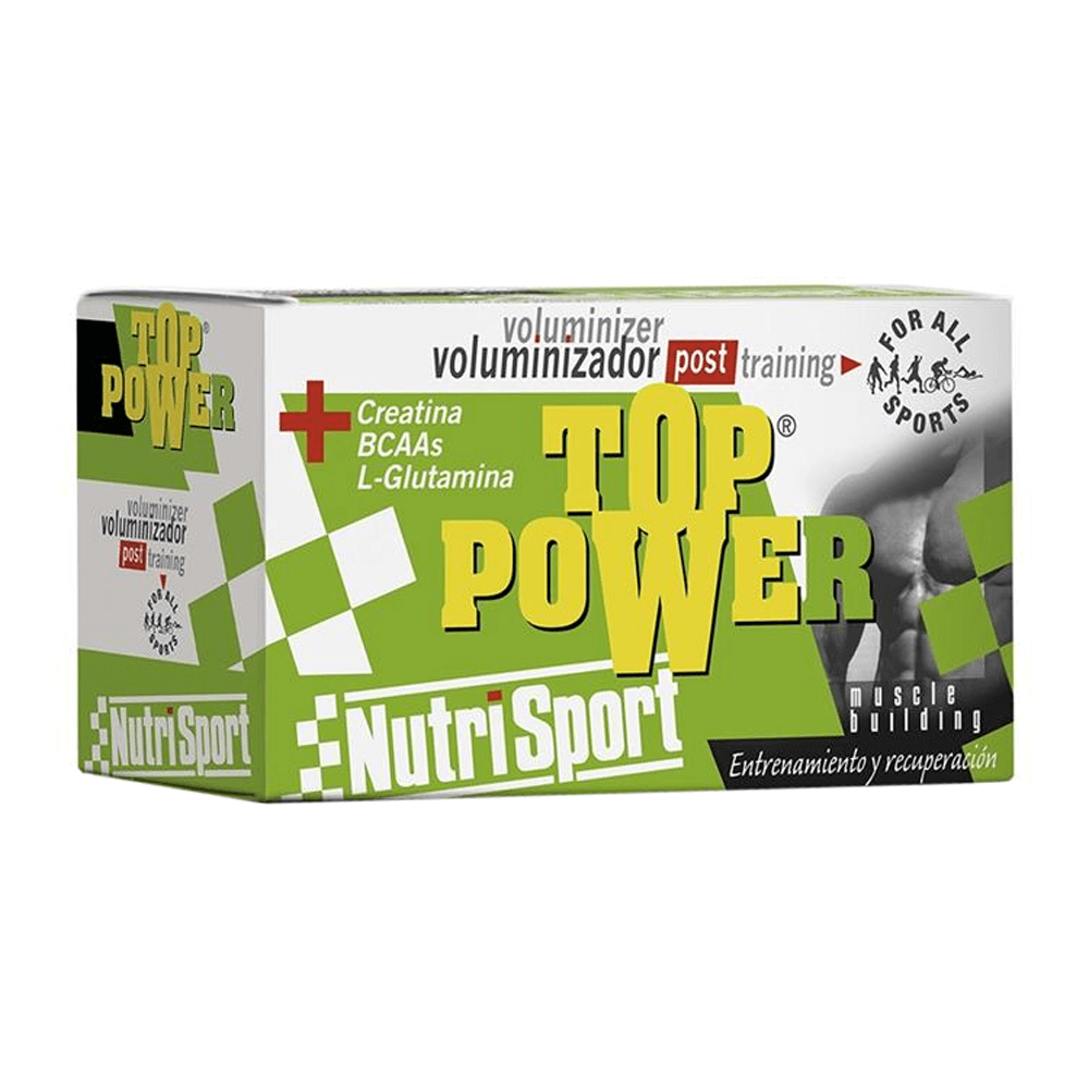 Top Power 24x60g presentación de vaso mezclador de regalo complemento alimenticio de voluminizadores de Nutrisport