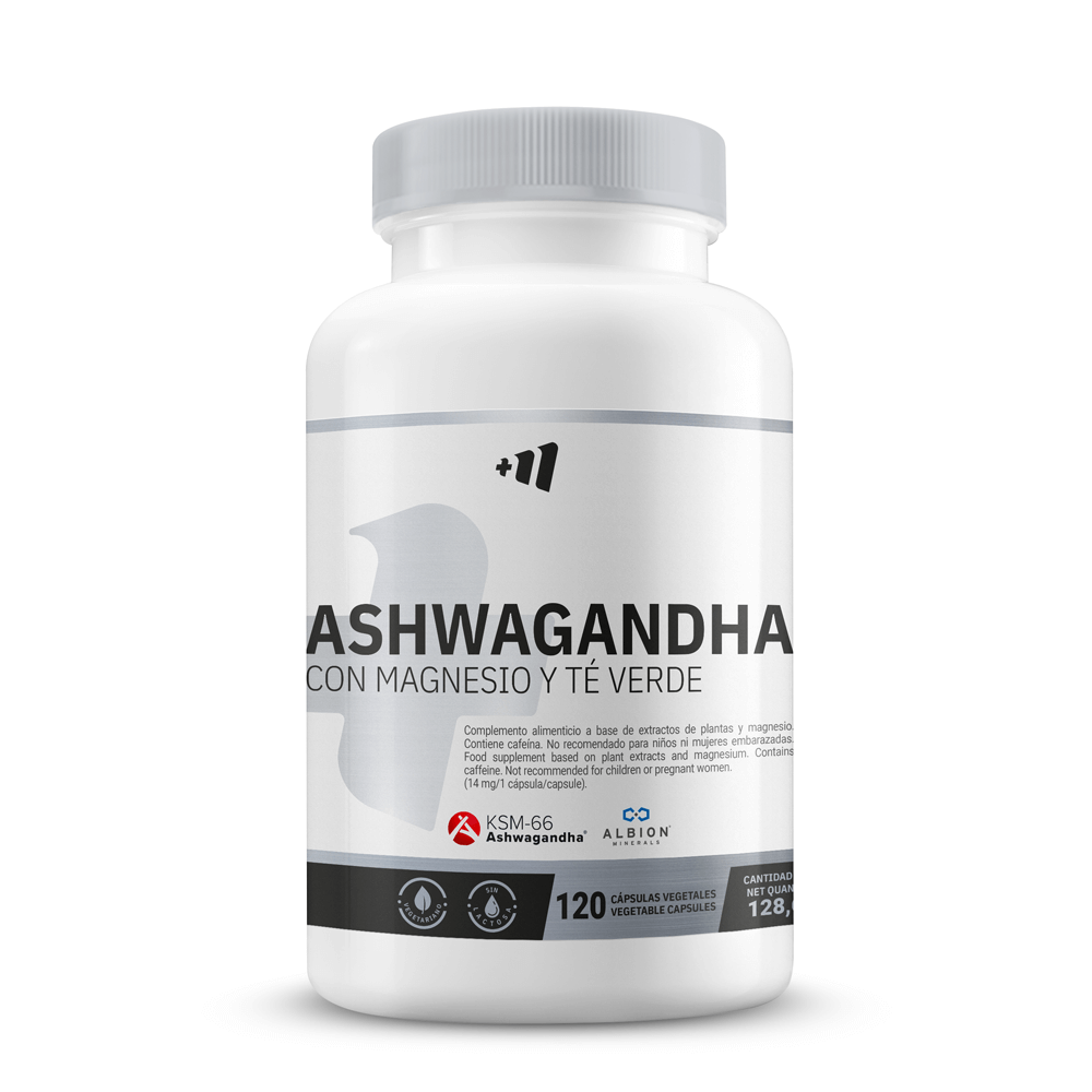 Ashwagandha KSM-66® con Magnesio Albion® y Te Verde bote de 120 cápsulas vegetales por Masmusculo Supplements