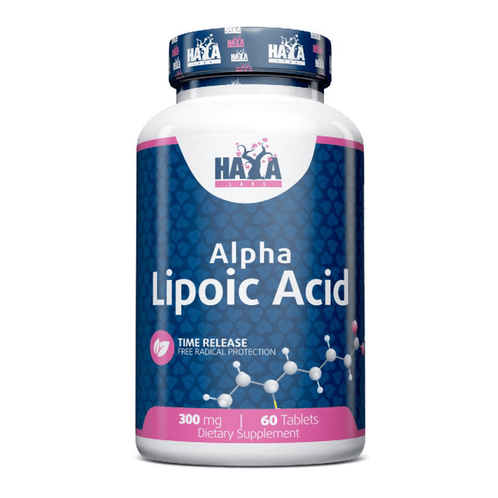 Ácido Alfa Lipoico envase de liberación sostenida 300mg suplemento de sistema inmunológico de la marca Haya Labs