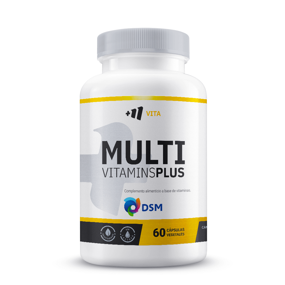 Multi Vitamins+ DSM® presentación de 60 cápsulas vegetales de la marca Masmusculo Supplements suplemento de la sección complejos