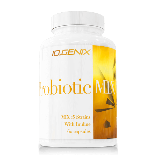 Probiotic Mix envase de 60 cápsulas vegetales complemento alimenticio de probioticos por IO.Genix