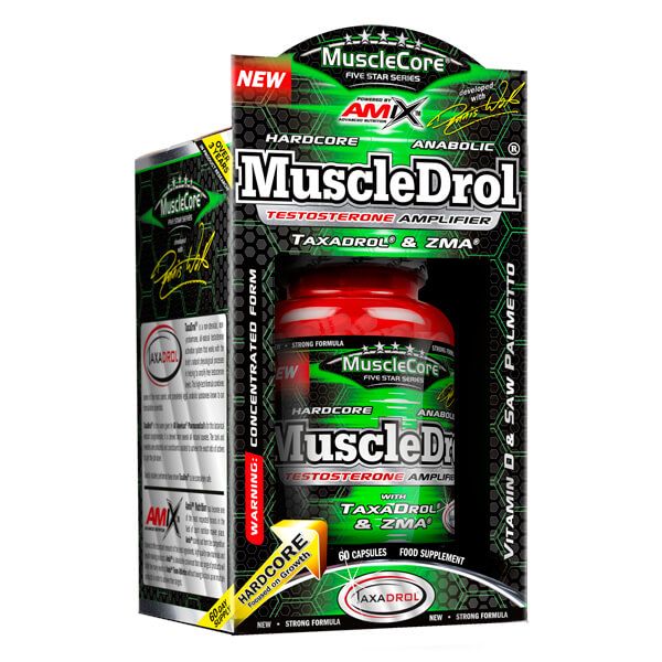 MuscleDrol envase de 60 cápsulas - complejos testosterona de la marca Amix Muscle Core