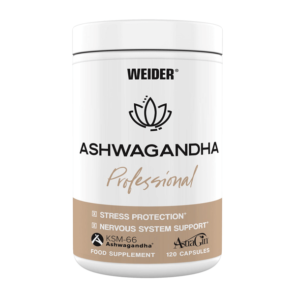 Ashwagandha Profesional de 120 cápsulas hecho por Weider