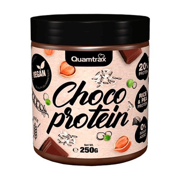 Crema Choco Vegan Protein envase de 250g suplemento de la sección cremas de chocolate bajas en calorias por Quamtrax