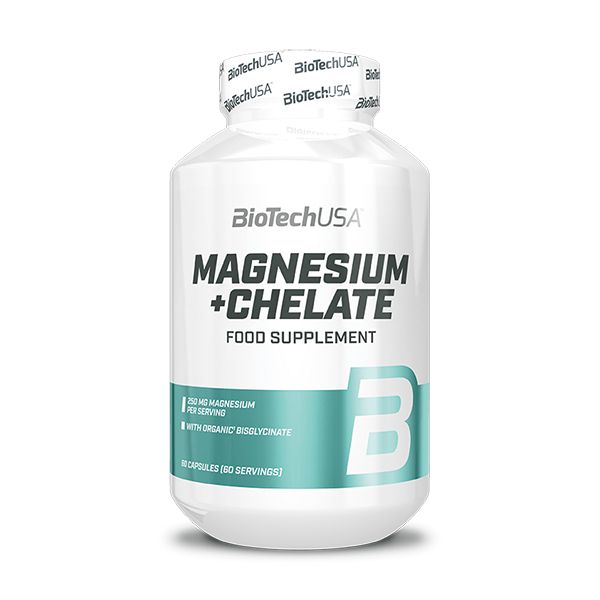 Magnesium +Chelate envase de 60 cápsulas de la marca Biotech USA (Magnesio)