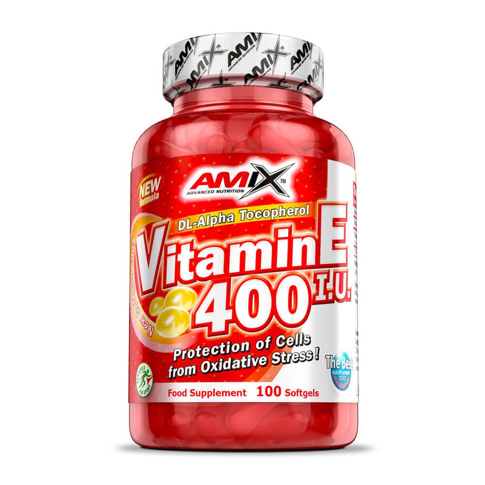 Vitamina E 400IU presentación de 100 softgels de la marca Amix Nutrition