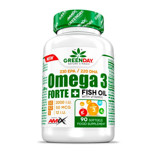 Omega3 FORTE + envase de 90 softgels en la categoría omega 3 de la marca Amix GreenDay