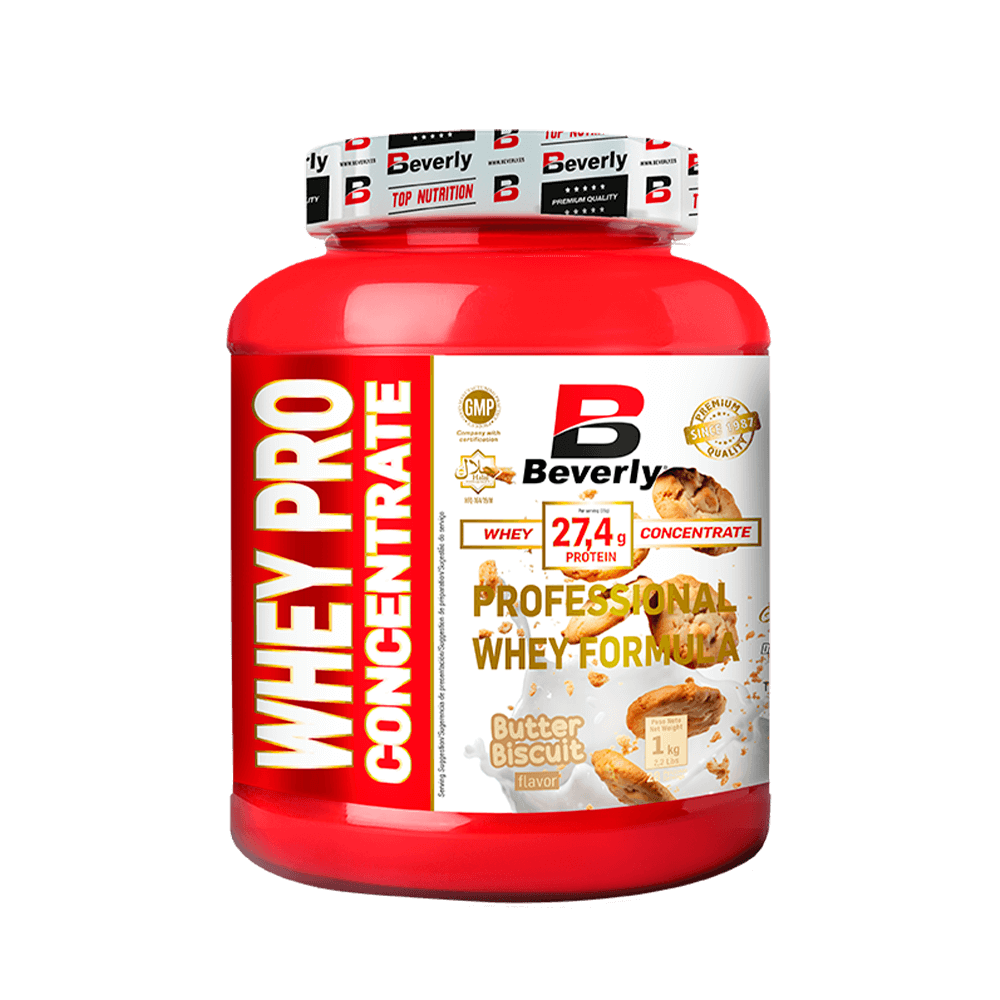Whey Pro Concentrate presentación de 1kg suplemento de la sección proteina de suero whey por Beverly Nutrition