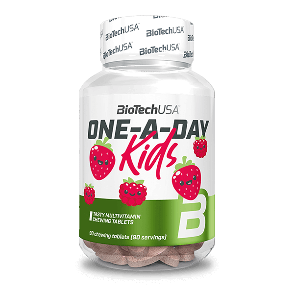 One a Day Kids bote de 90 tabletas masticables de la marca Biotech USA complemento alimenticio de complejos multivitaminicos