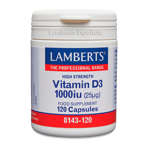 Vitamina D3 1000IU bote de 120 cápsulas de Lamberts de la sección vitaminas