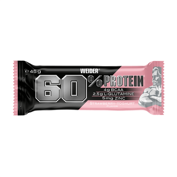 Barrita 60% Protein Bar en 45g por Weider complemento alimenticio de barritas de proteinas