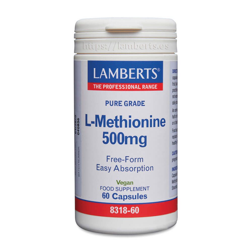 L-Metionina 500mg presentación de 60 cápsulas suplemento de la sección otros aminoácidos hecho por Lamberts