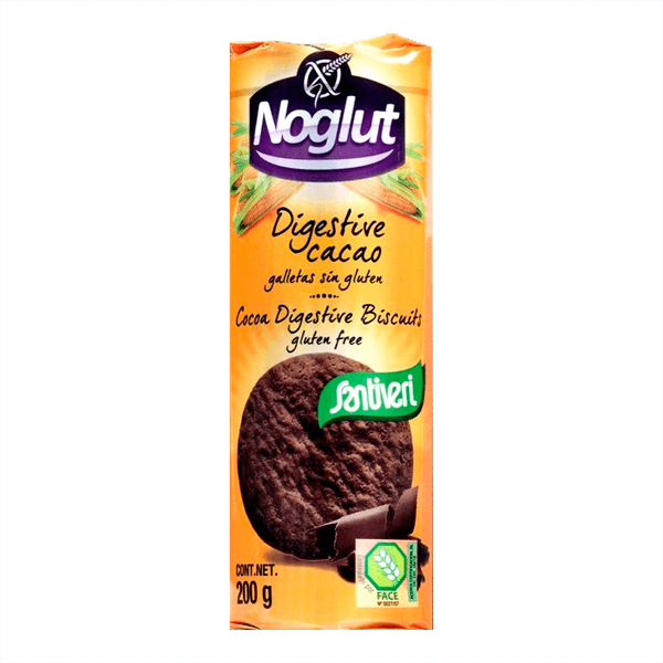 Biscuits digestive cacao noglut pacchetto di 200g per Santiveri integratore della sezione biscotti proteici con poche calorie