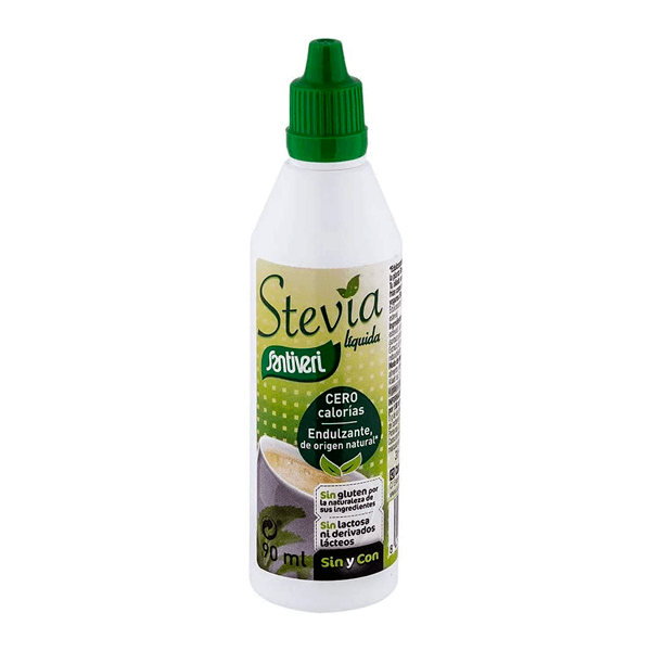 Liquid stevia confezione di 90ml integratore alimentare di condimenti con contenuto ridotto in sodio del marchio Santiveri