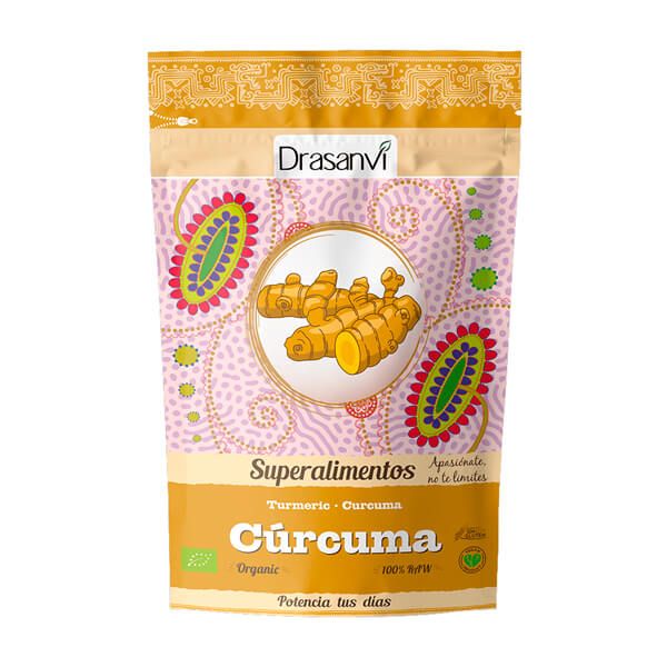 Turmeric bio presentazione di 150g nella sezione di superfoods di Drasanvi