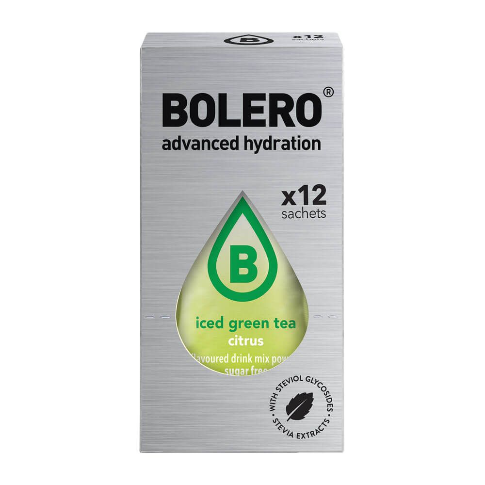 Caja de 12 Stick Bolero Iced Green Tea para 500ml bote de 3g hecho por Bolero suplemento de edulcorantes y saborizantes