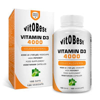 Vitamina D3 4000 UI en 100 cápsulas vegetales hecho por VitoBest