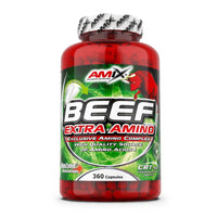 Beef Extra Amino presentación de 360 cápsulas de la marca Amix Nutrition suplemento de la sección esenciales e hidrolizados