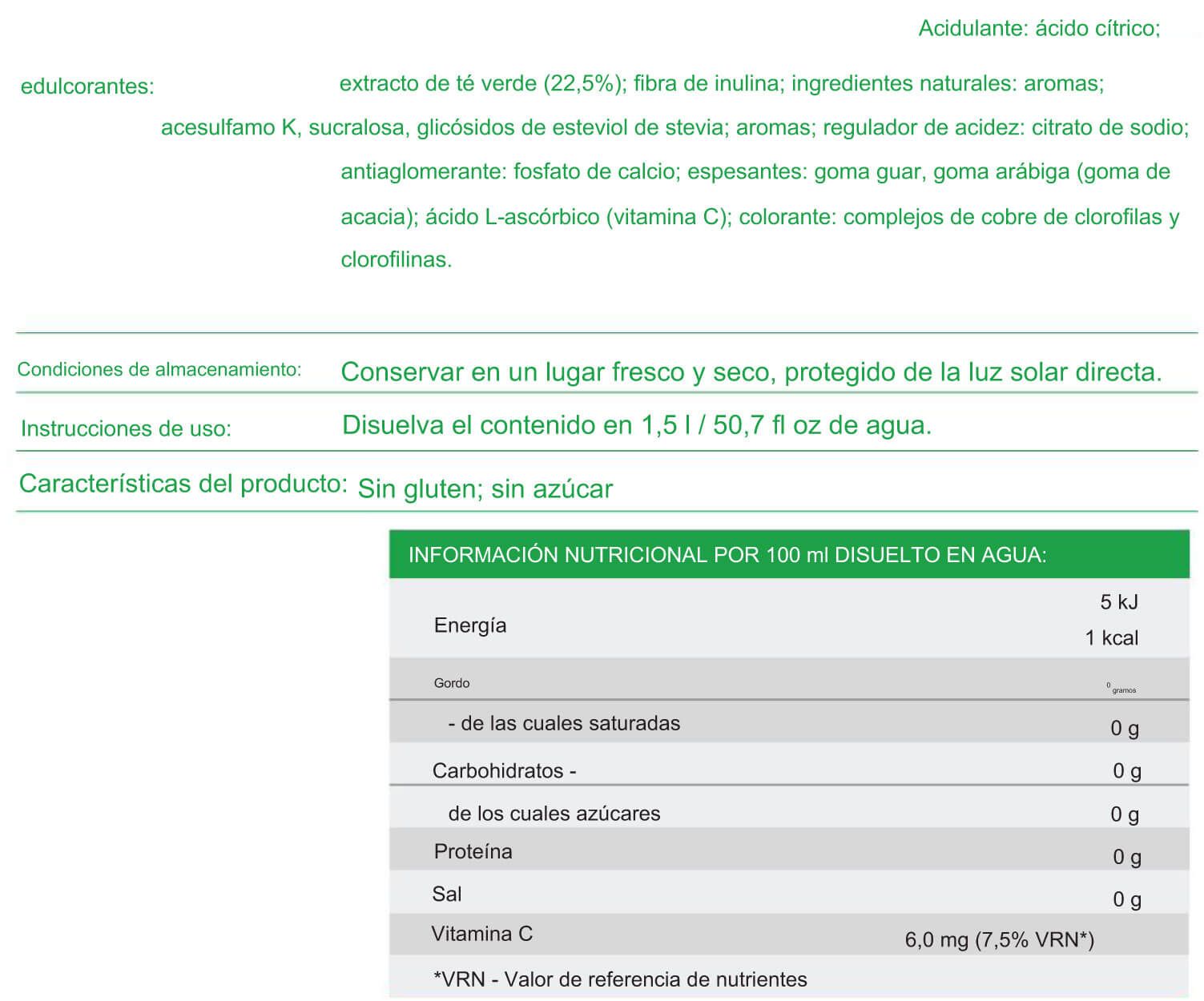 Información nutricional