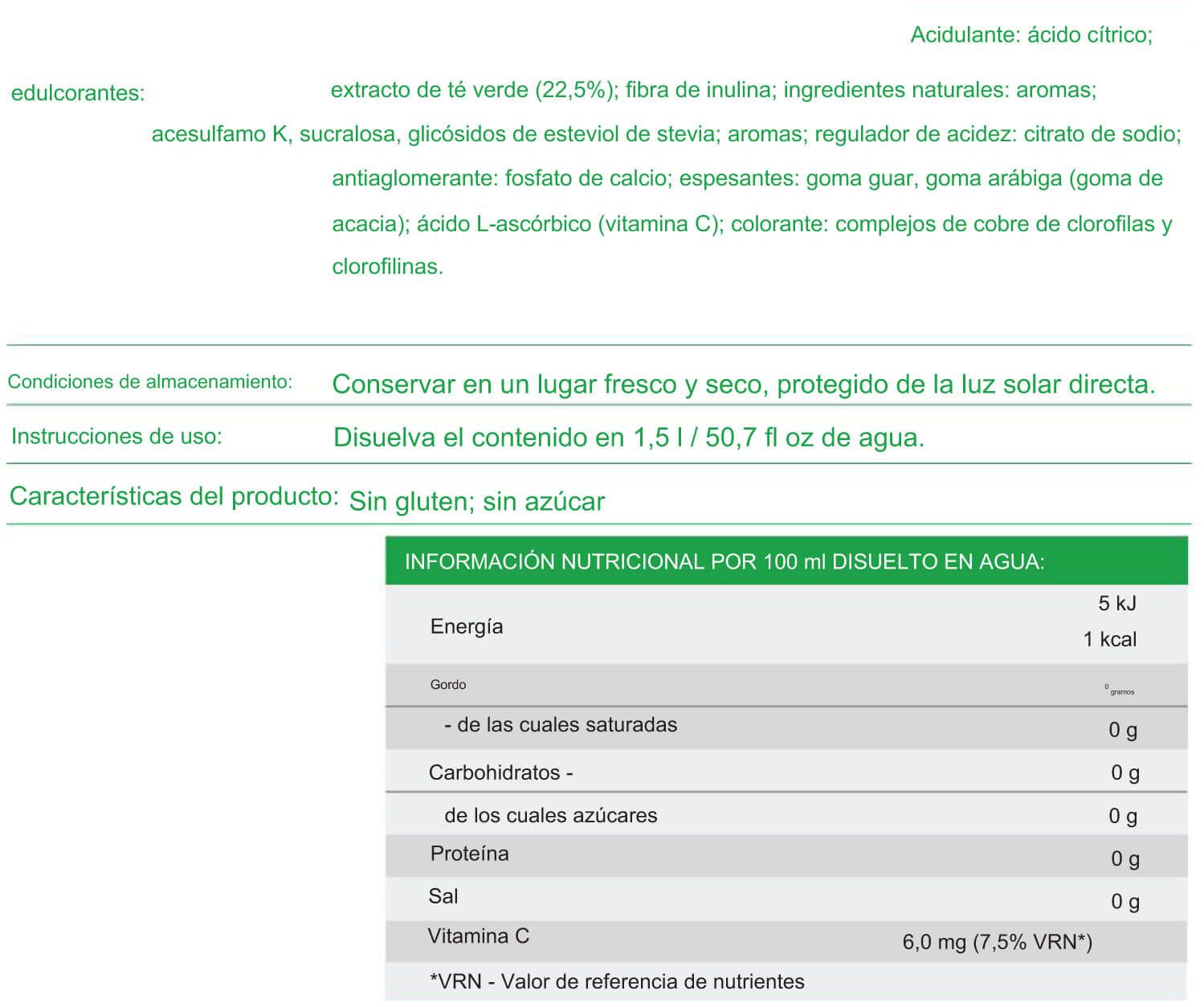 Información nutricional