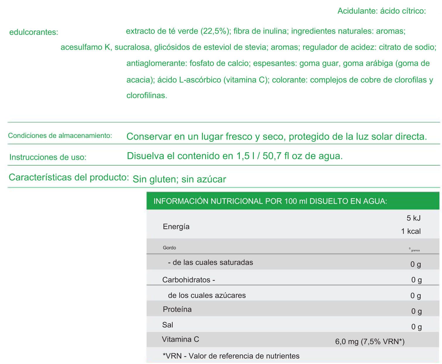Información nutricional