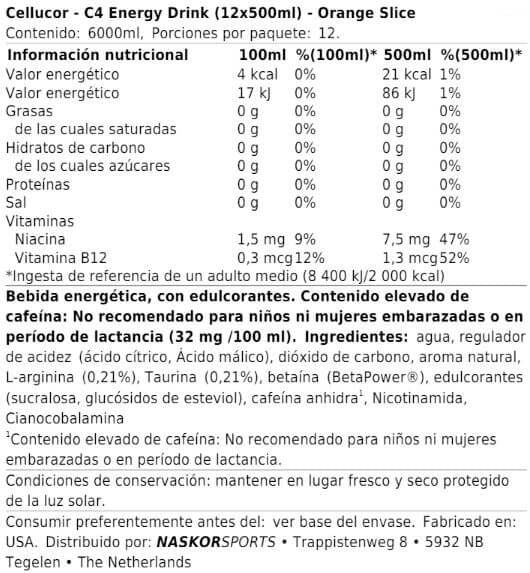 Información nutricional