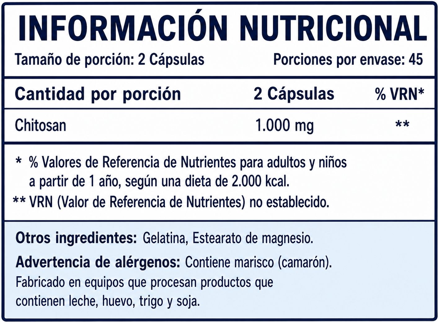 Información nutricional
