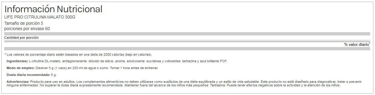 Información nutricional