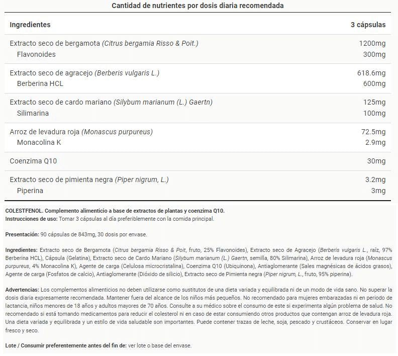 Información nutricional