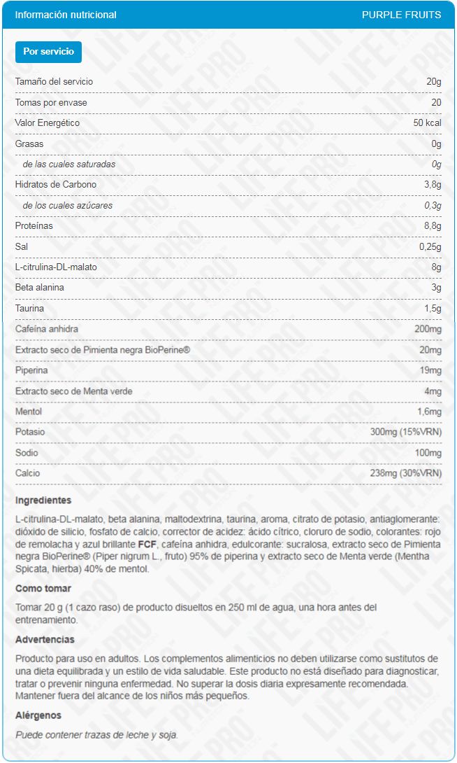 Información nutricional
