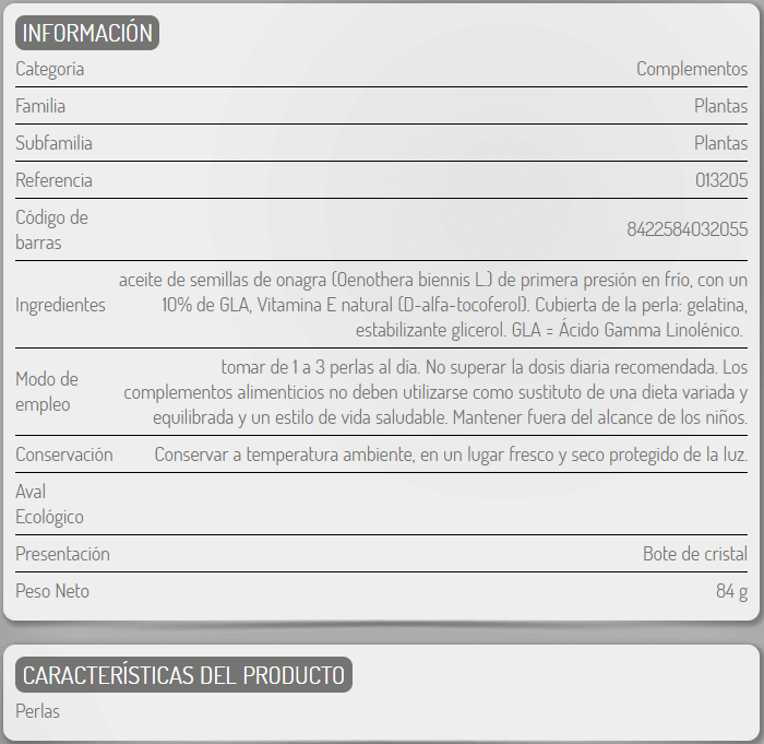 Información nutricional