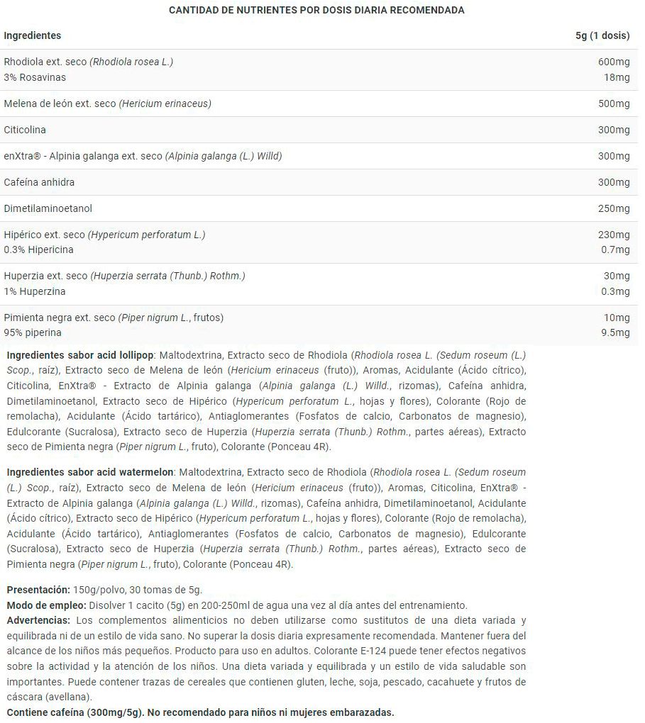 Información nutricional