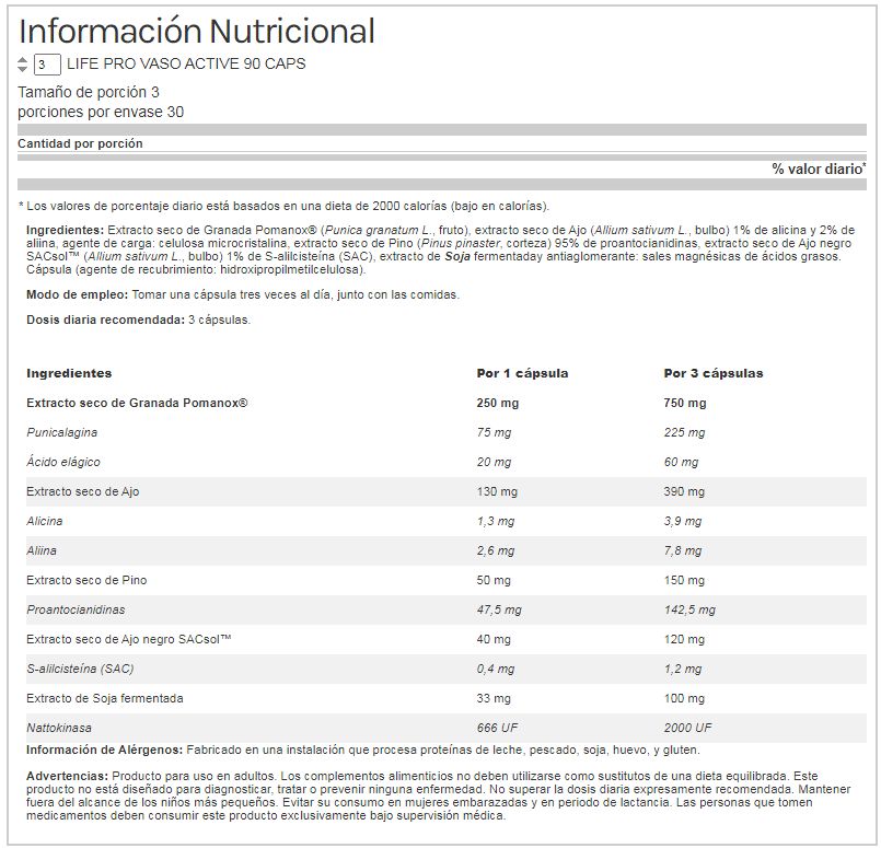 Información nutricional