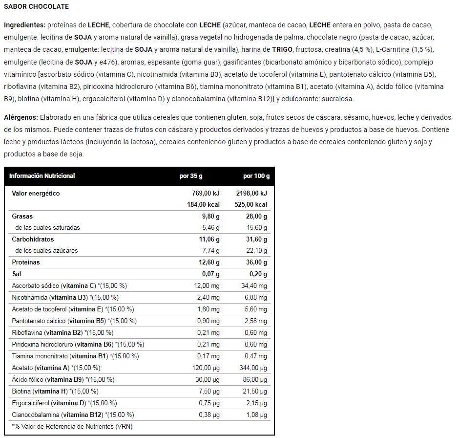 Información nutricional