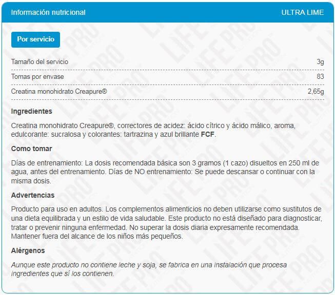 Información nutricional